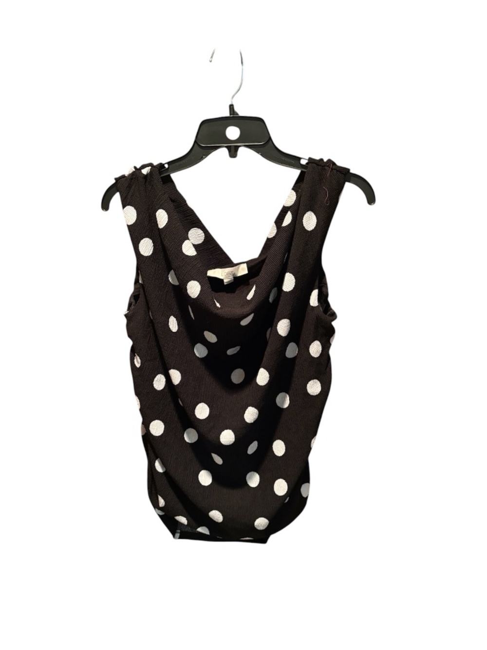 Loft Sleeveless Cowl Neck Polka Dot Blouse in Black and White XXL NWT